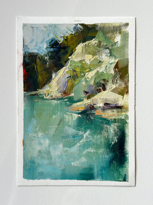 Little Blue Lake (Roughly A5 Oil on Paper)