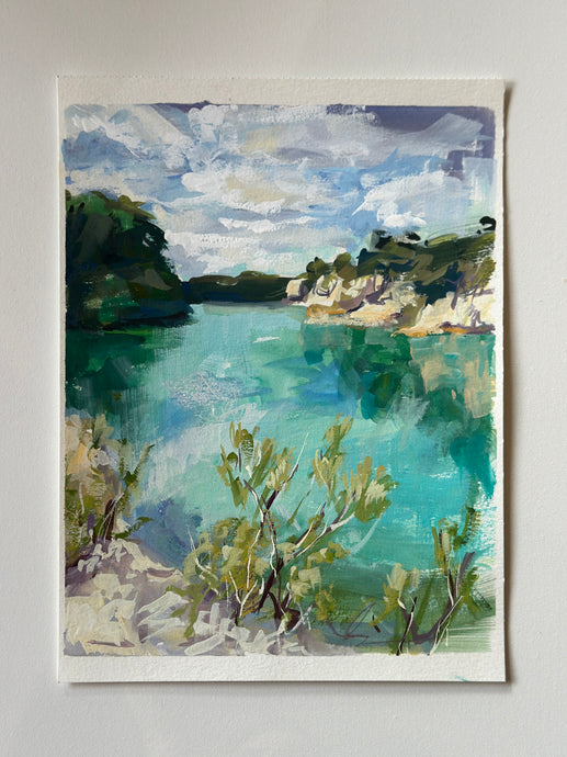 Little Blue Lake (Roughly A4 - Gouache on Paper)