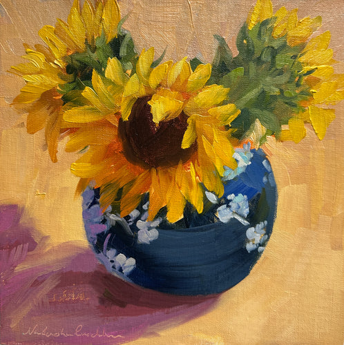 Sunflowers in Chinoiserie