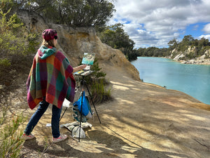 Little Blue Lake (Roughly A5 Oil on Paper)