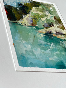 Little Blue Lake (Roughly A5 Oil on Paper)