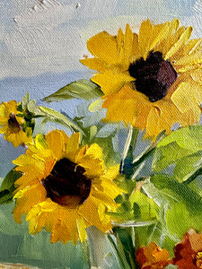 Day 30, Afternoon Sunflower and Zinnias
