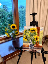 Load image into Gallery viewer, Day 31, Sunflowers in a Blue and white vase